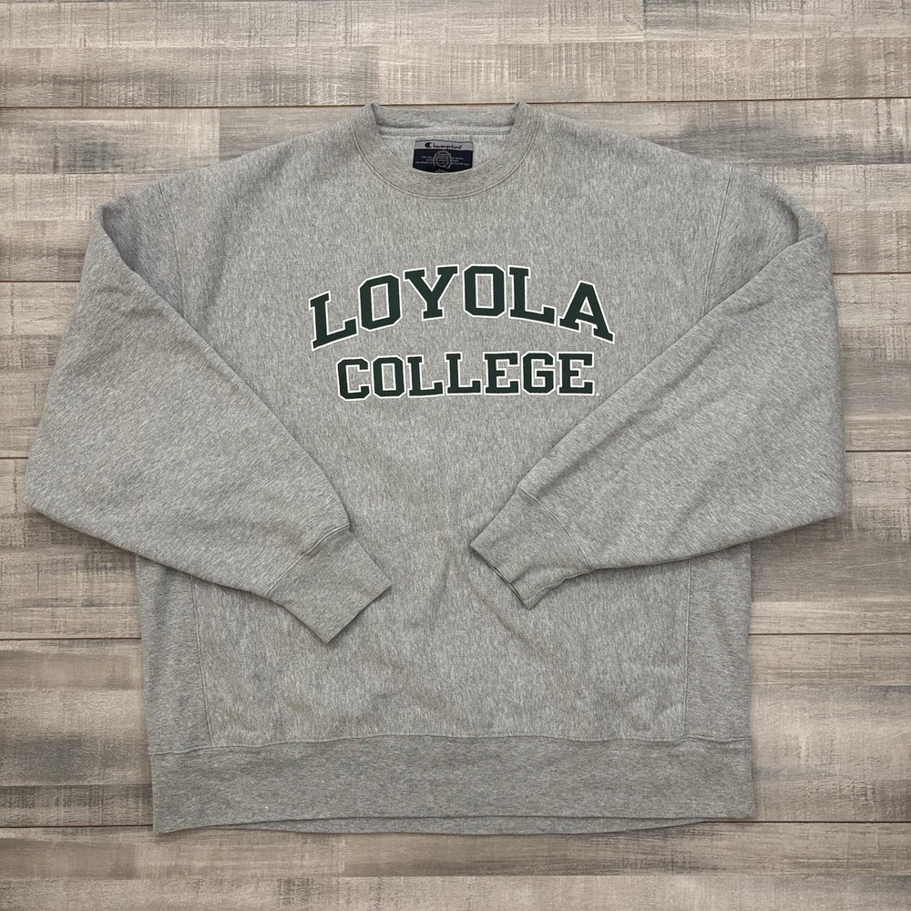 Vintage Champion Loyola College Gray Crewneck Sweatshirt Retro Men’s Size XL